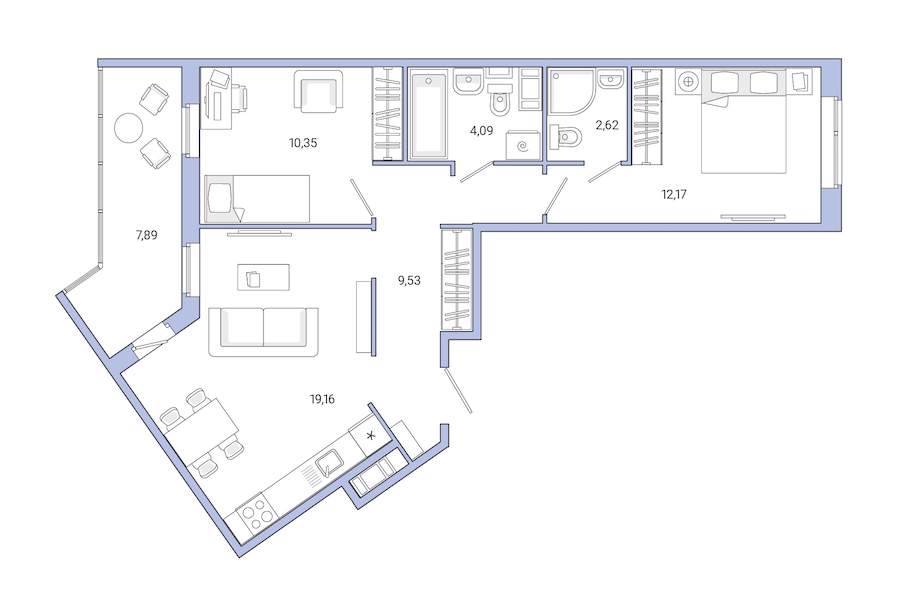 2-комнатная квартира 65.81 м², 5/8 эт., ЖК «Jaanila Drive»